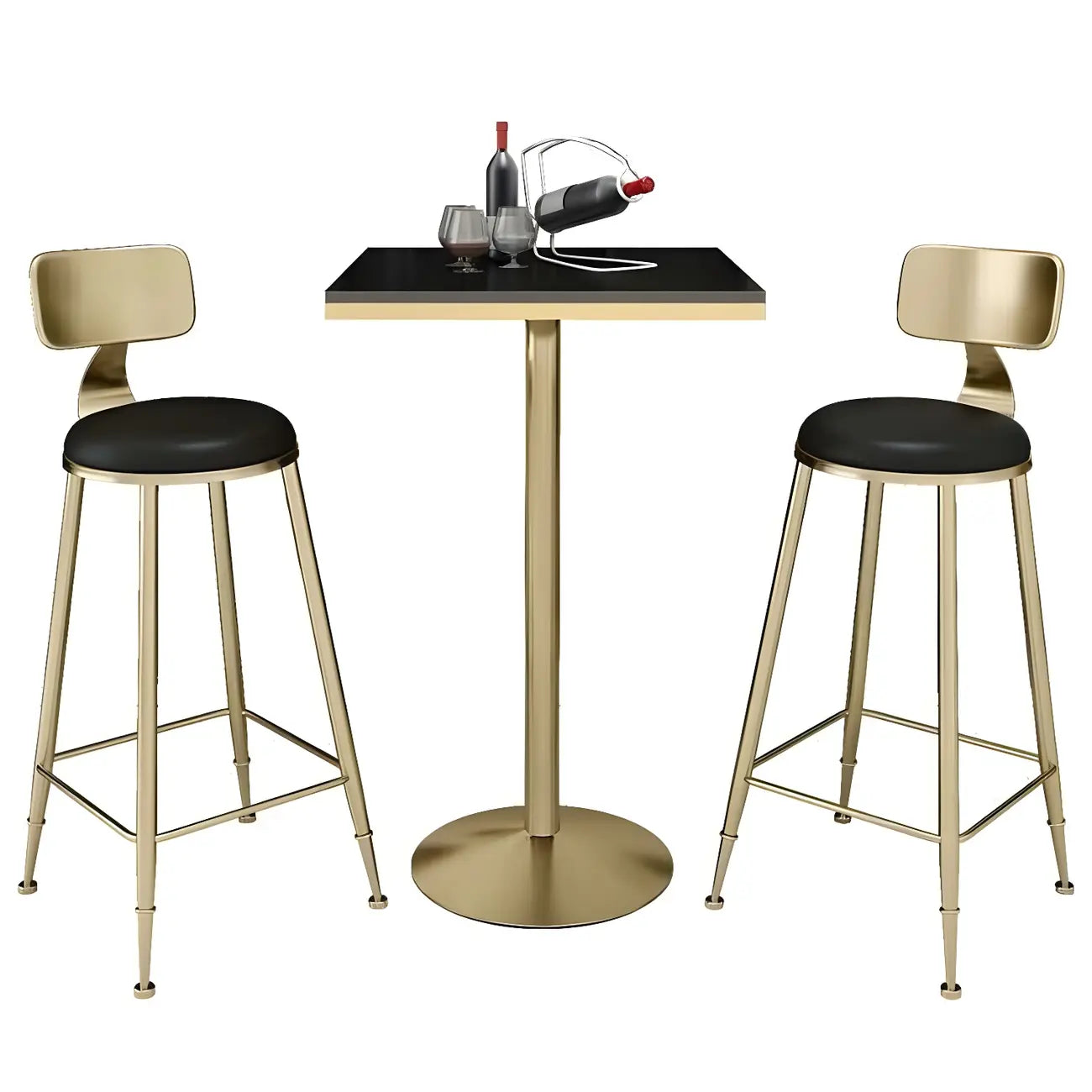 Elegant Nordic Marble Bar Table with Gold Metal Base