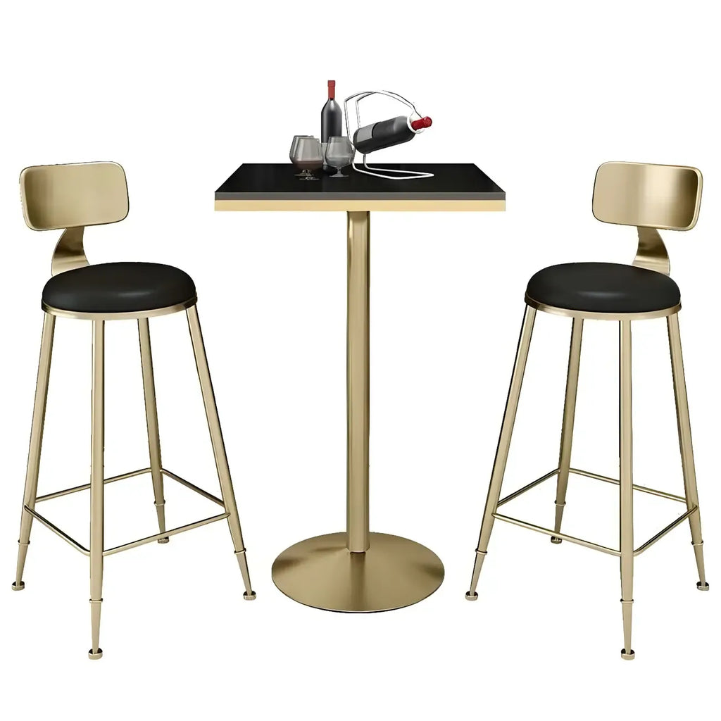 Elegant Nordic Marble Bar Table with Gold Metal Base