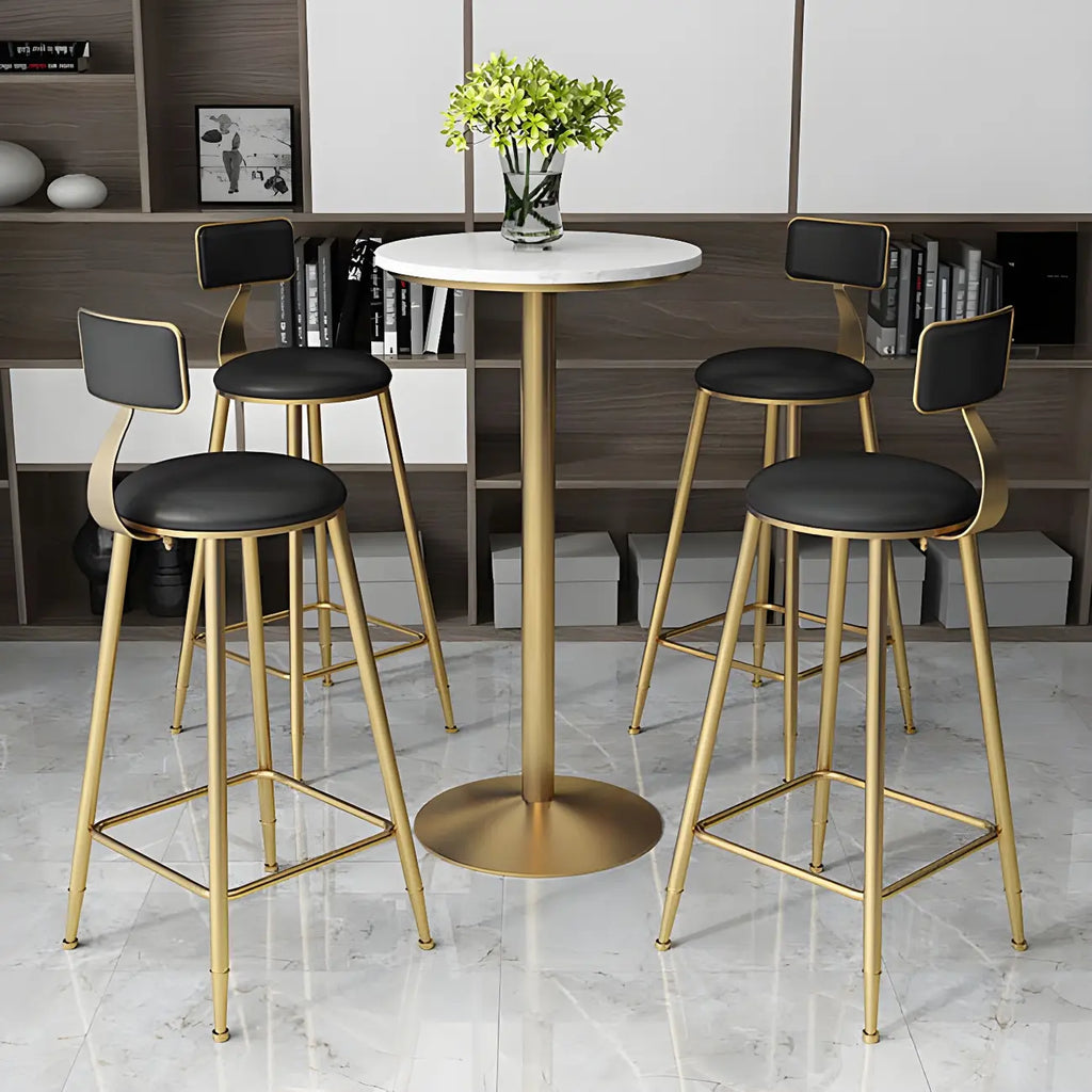 Elegant Nordic Marble Bar Table with Gold Metal Base