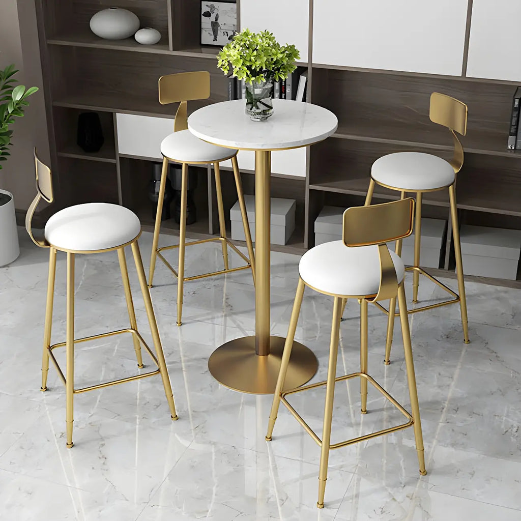 Elegant Nordic Marble Bar Table with Gold Metal Base