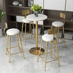 Elegant Nordic Marble Bar Table with Gold Metal Base
