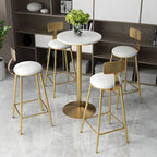 Elegant Nordic Marble Bar Table with Gold Metal Base