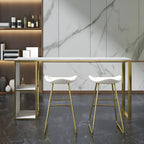 Modern White Faux Marble Iron Sled 2-Shelf Bar Tables
