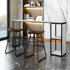 Modern White Faux Marble Iron Sled 2-Shelf Bar Tables