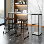 Modern White Faux Marble Iron Sled 2-Shelf Bar Tables