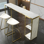Modern White Faux Marble Iron Sled 2-Shelf Bar Tables