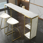 Modern White Faux Marble Iron Sled 2-Shelf Bar Tables