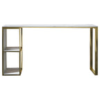 Modern White Faux Marble Iron Sled 2-Shelf Bar Tables