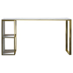 Modern White Faux Marble Iron Sled 2-Shelf Bar Tables