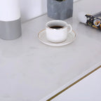 Modern White Faux Marble Iron Sled 2-Shelf Bar Tables