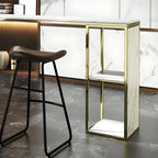 Modern White Faux Marble Iron Sled 2-Shelf Bar Tables