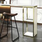 Modern White Faux Marble Iron Sled 2-Shelf Bar Tables