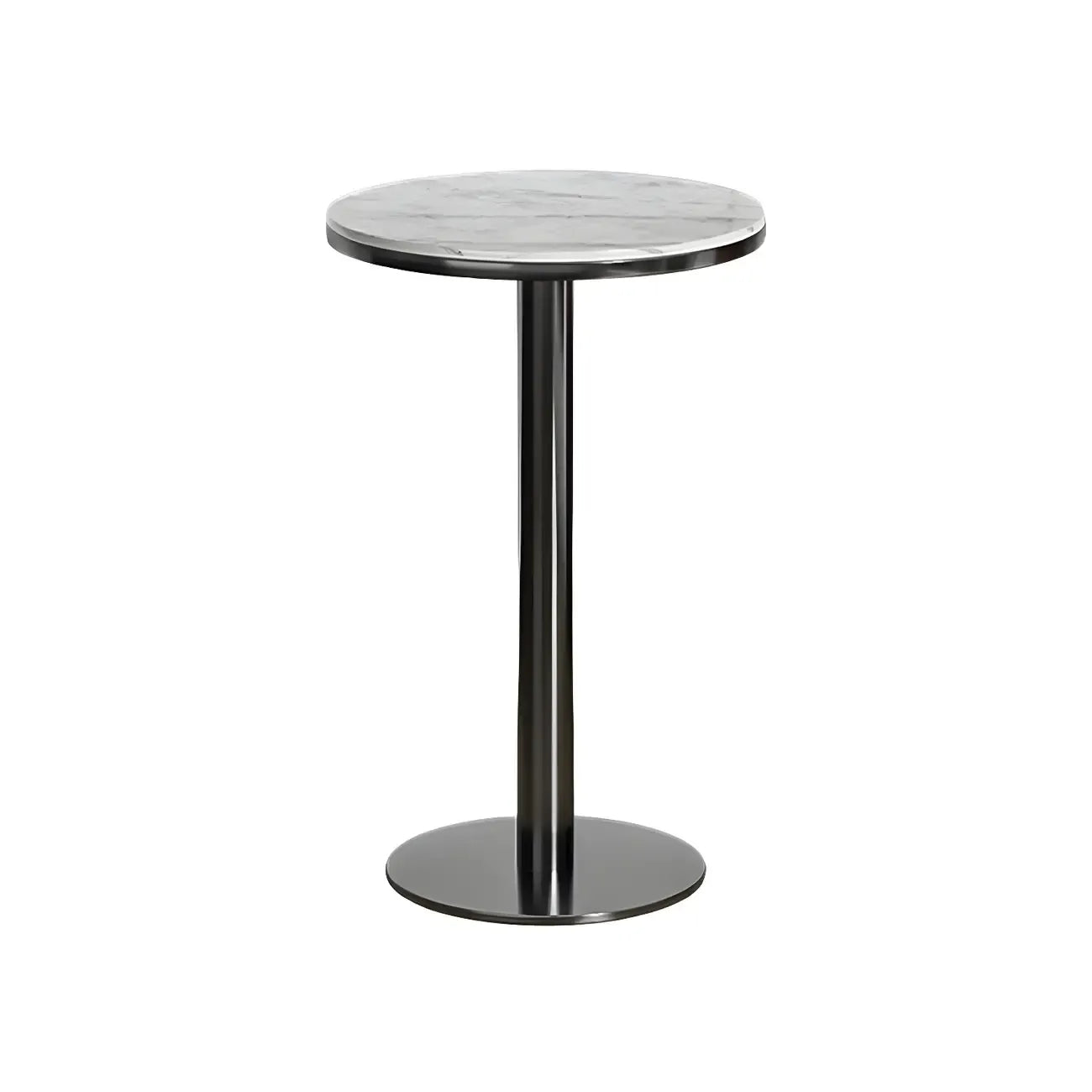 Stylish Round Bar Table with Black Metal Base for Indoor Use