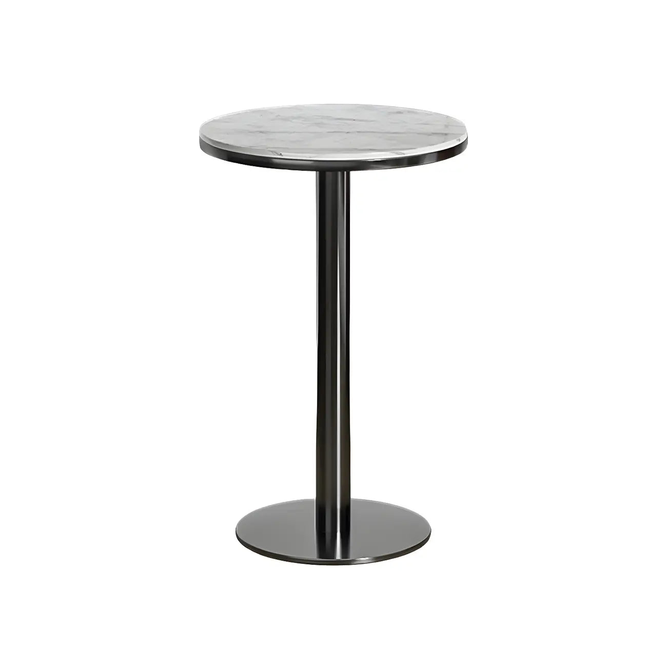 Stylish Round Bar Table with Black Metal Base for Indoor Use