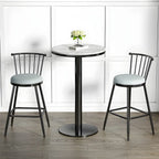 Stylish Round Bar Table with Black Metal Base for Indoor Use