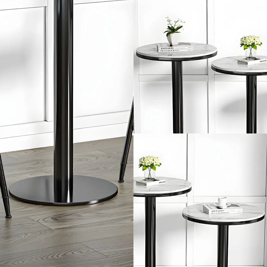 Stylish Round Bar Table with Black Metal Base for Indoor Use