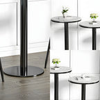 Stylish Round Bar Table with Black Metal Base for Indoor Use