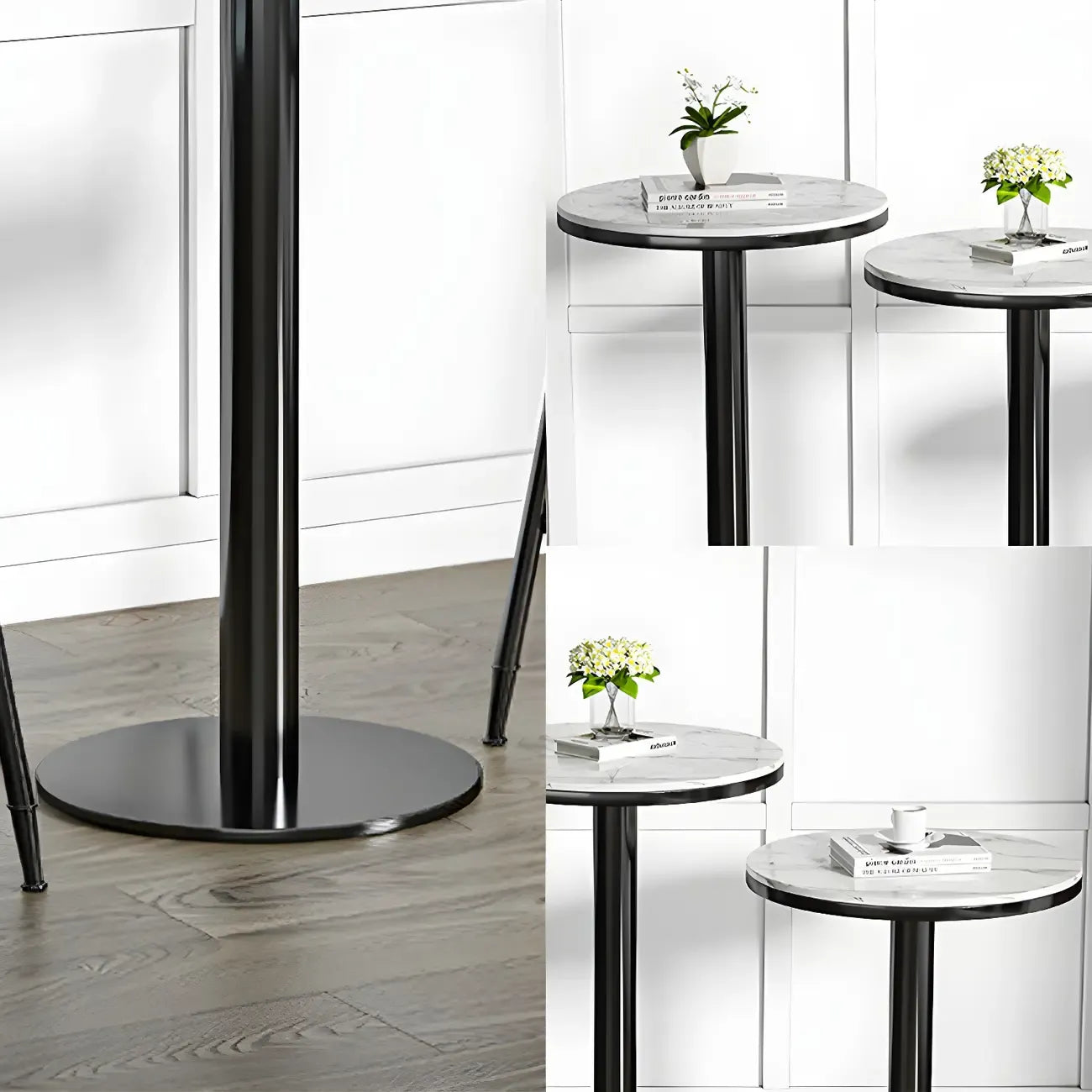 Stylish Round Bar Table with Black Metal Base for Indoor Use