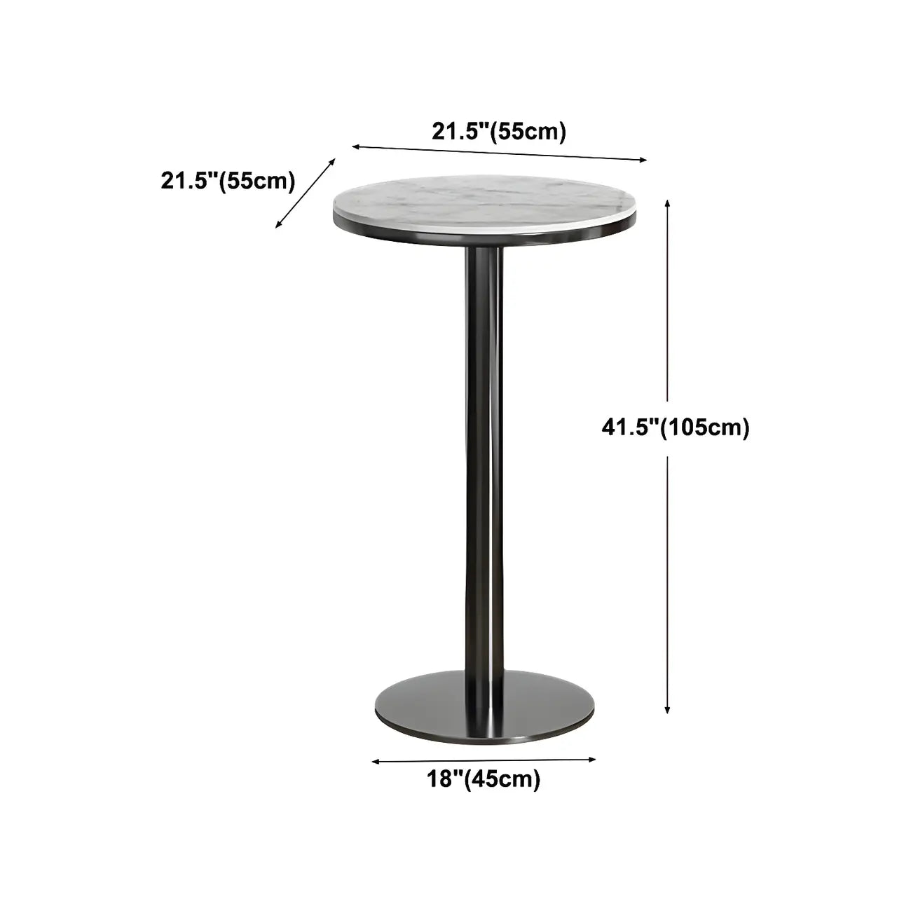 Stylish Round Bar Table with Black Metal Base for Indoor Use