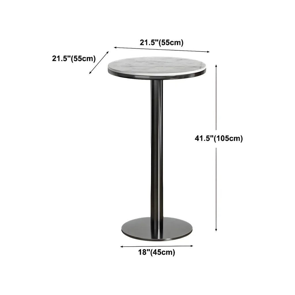 Stylish Round Bar Table with Black Metal Base for Indoor Use