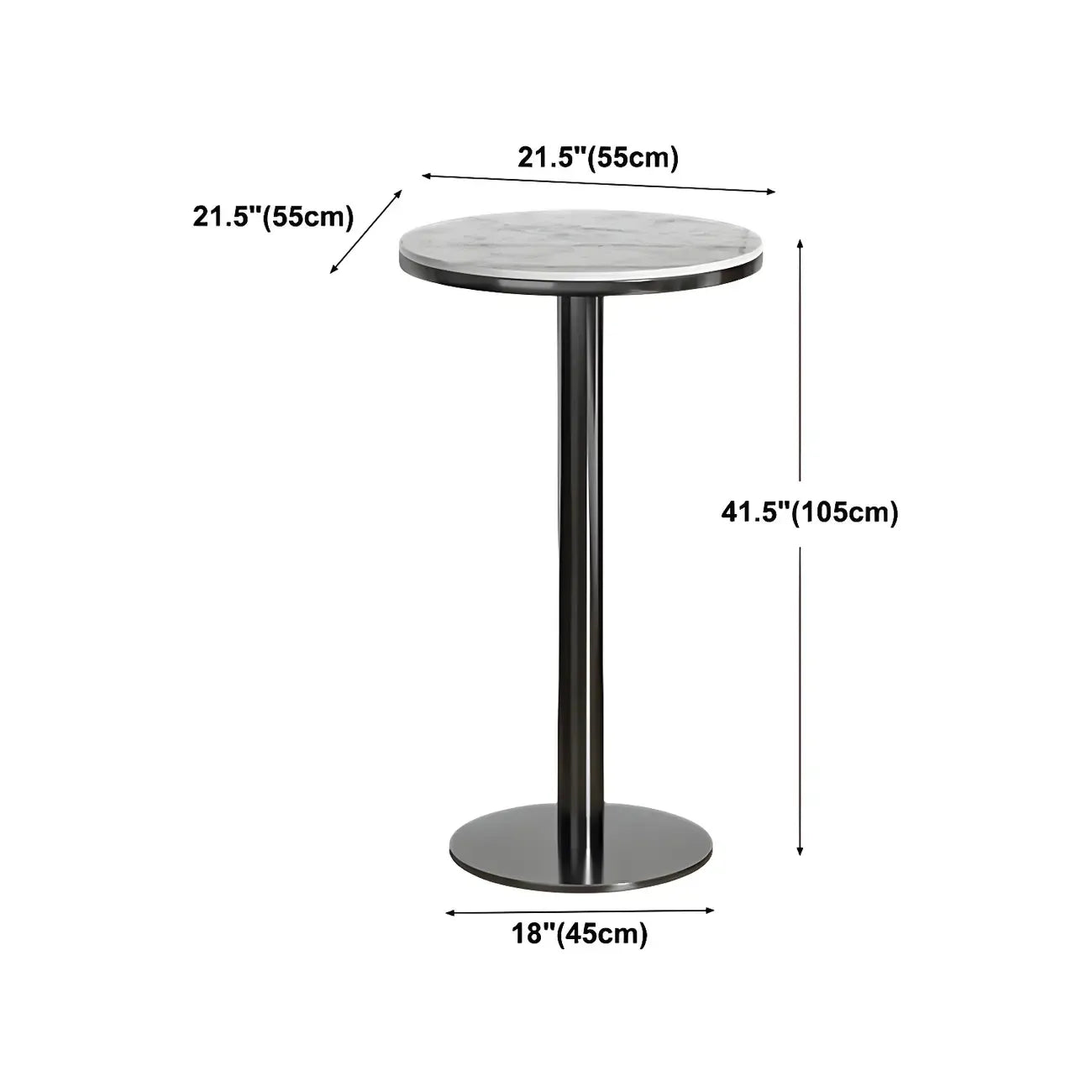 Stylish Round Bar Table with Black Metal Base for Indoor Use