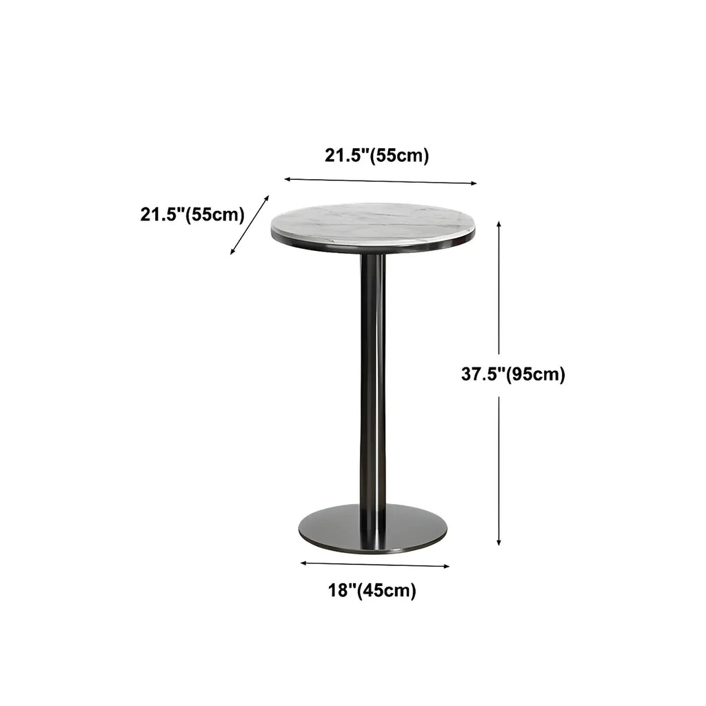Stylish Round Bar Table with Black Metal Base for Indoor Use