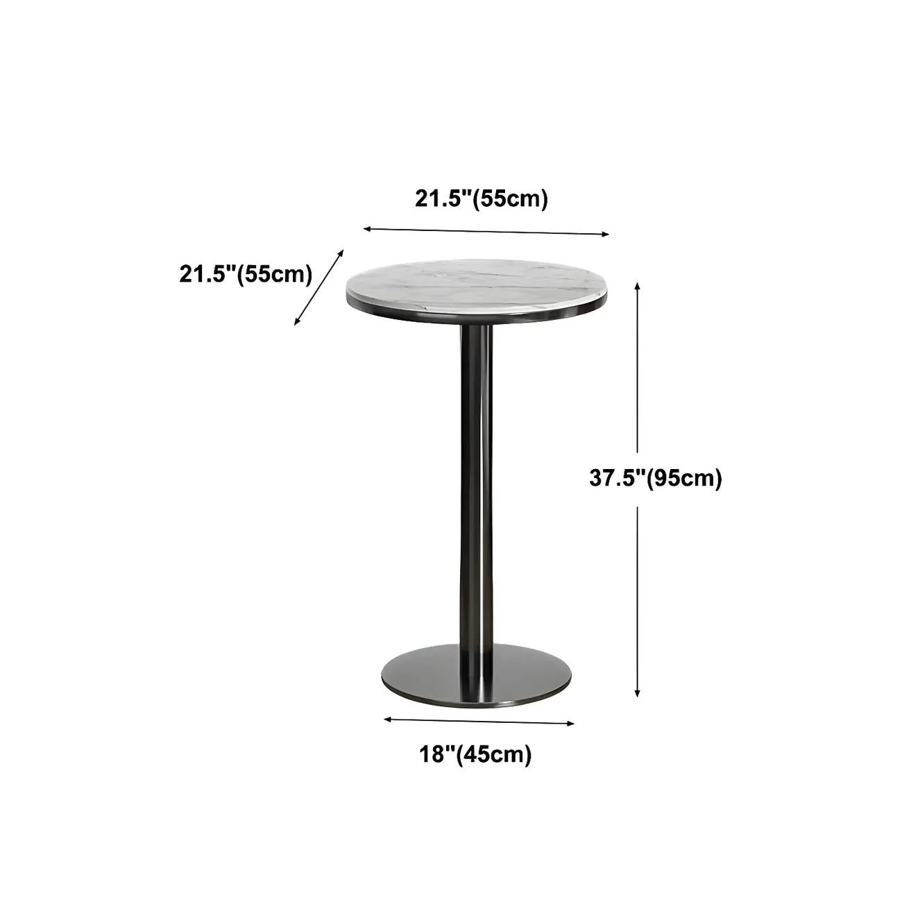 Stylish Round Bar Table with Black Metal Base for Indoor Use