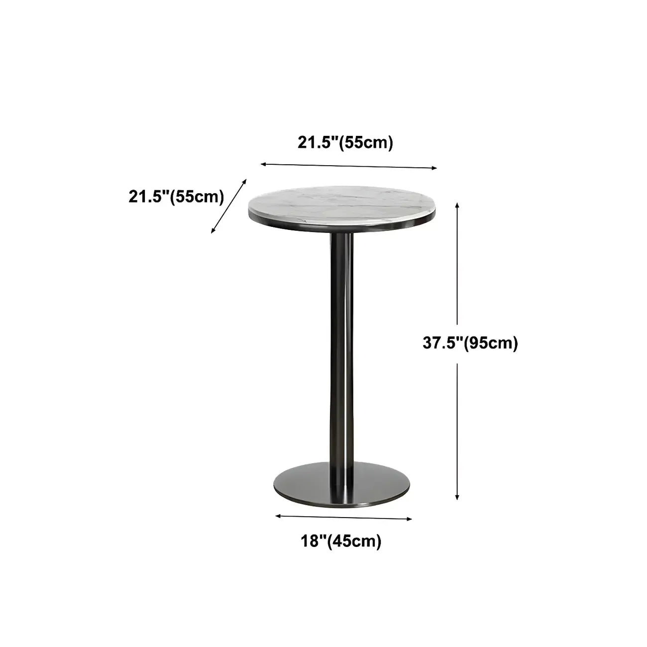 Stylish Round Bar Table with Black Metal Base for Indoor Use