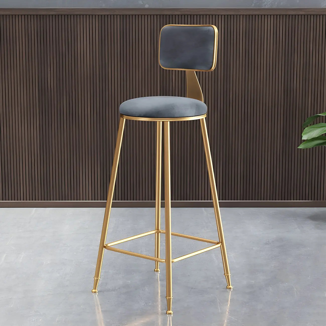 Round Velvet Upholstered Counter Bar Stools