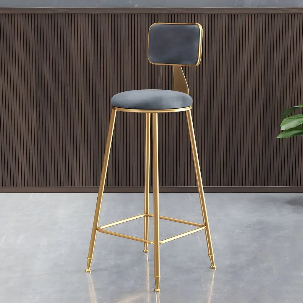 Round Velvet Upholstered Counter Bar Stools