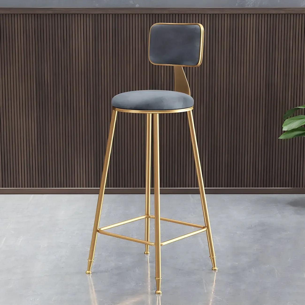 Round Velvet Upholstered Counter Bar Stools