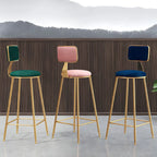 Round Velvet Upholstered Counter Bar Stools