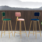 Round Velvet Upholstered Counter Bar Stools
