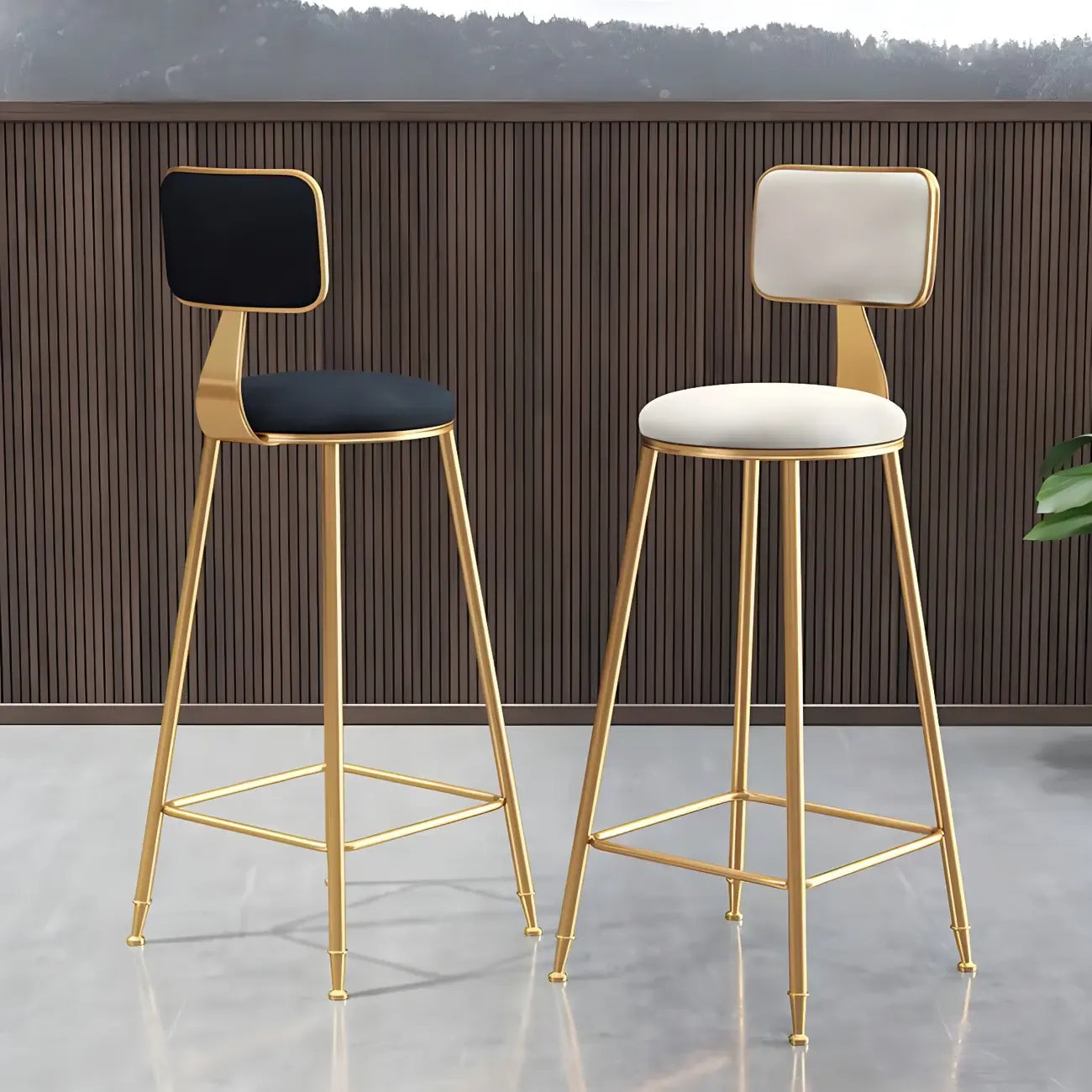 Round Velvet Upholstered Counter Bar Stools