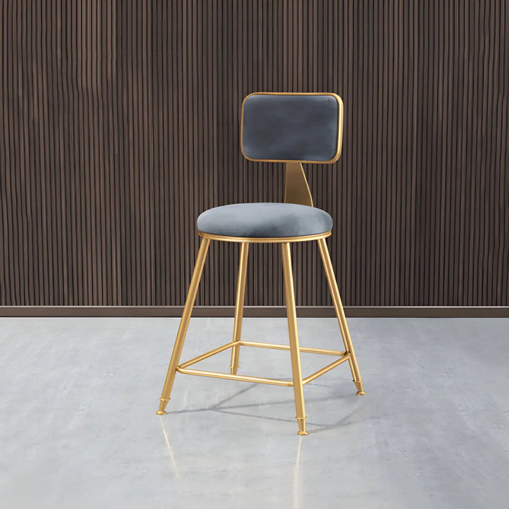 Round Velvet Upholstered Counter Bar Stools
