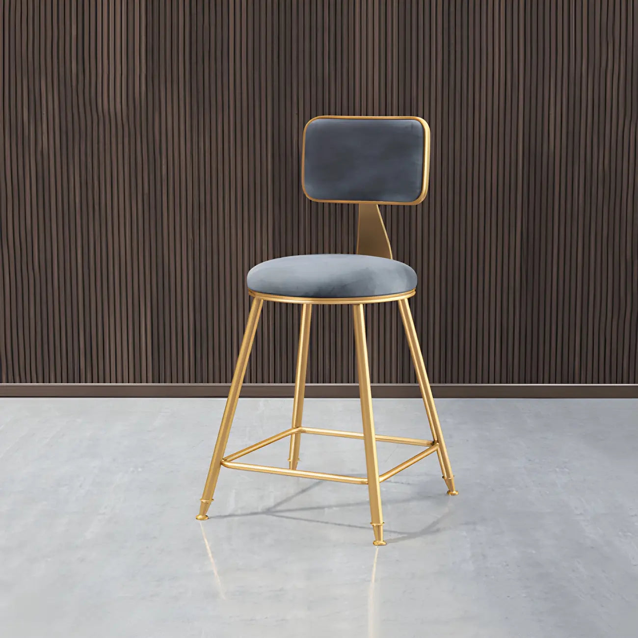 Round Velvet Upholstered Counter Bar Stools