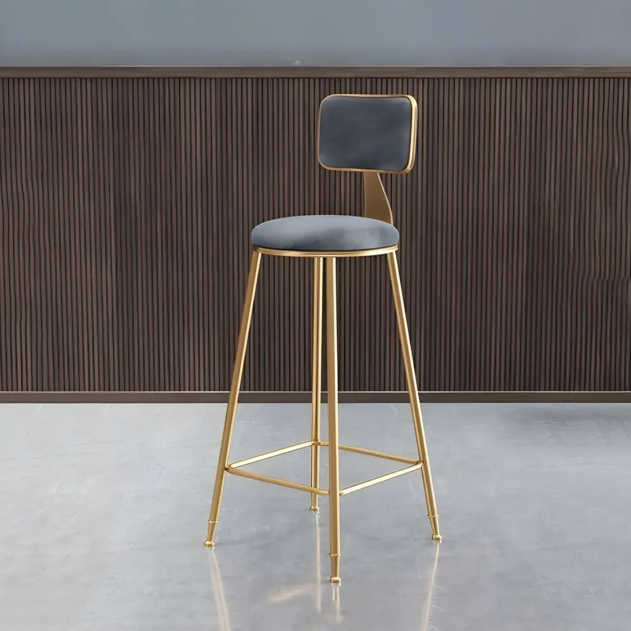 Round Velvet Upholstered Counter Bar Stools