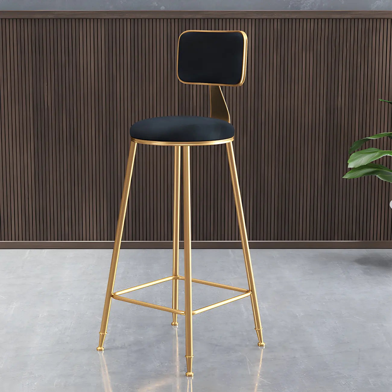 Round Velvet Upholstered Counter Bar Stools