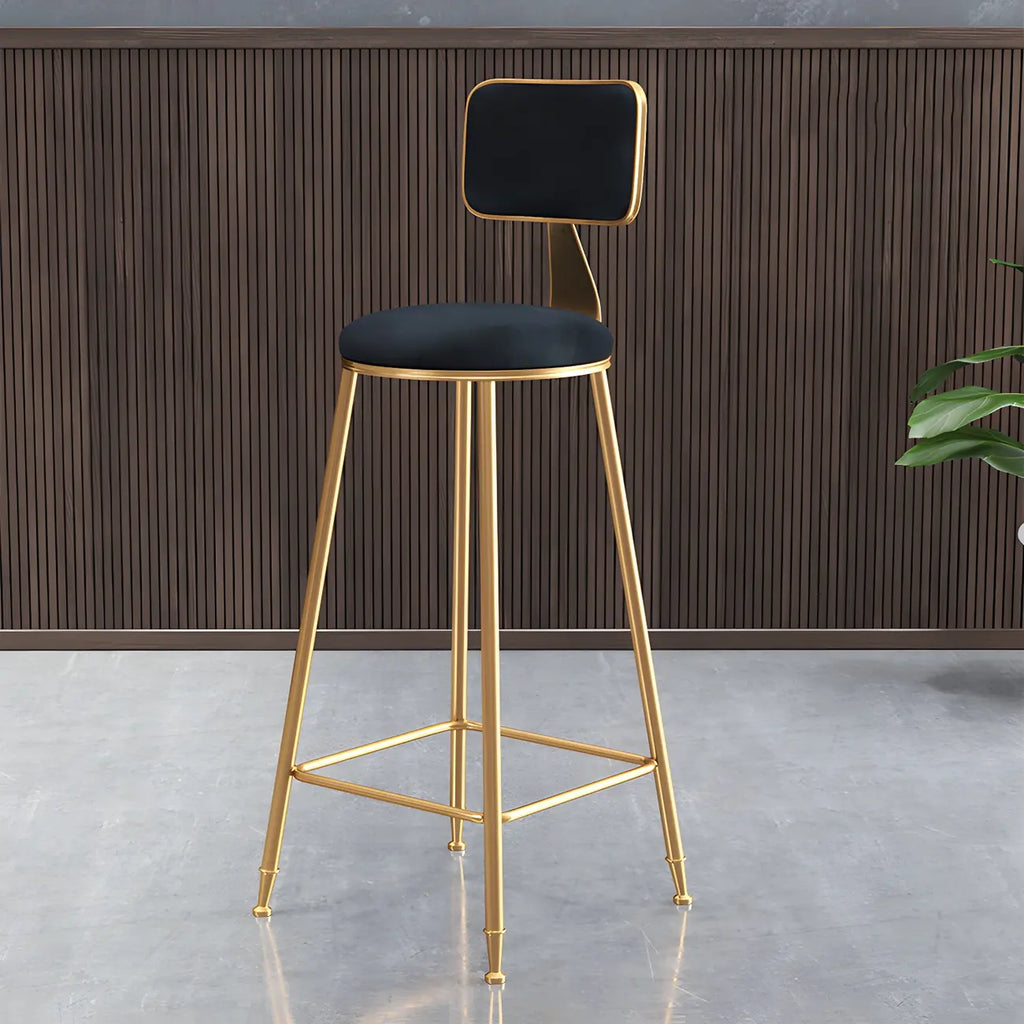 Round Velvet Upholstered Counter Bar Stools