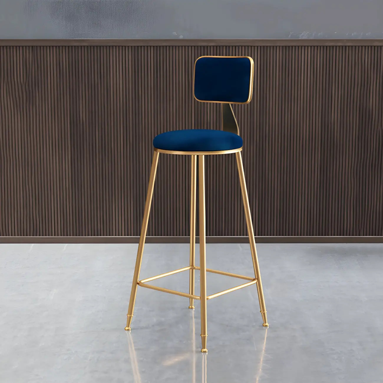 Round Velvet Upholstered Counter Bar Stools
