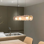 Adjustable Gold Glass Linear Pendant Light for Kitchens