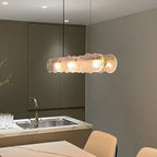 Adjustable Gold Glass Linear Pendant Light for Kitchens
