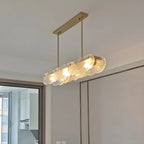 Adjustable Gold Glass Linear Pendant Light for Kitchens