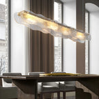 Adjustable Gold Glass Linear Pendant Light for Kitchens