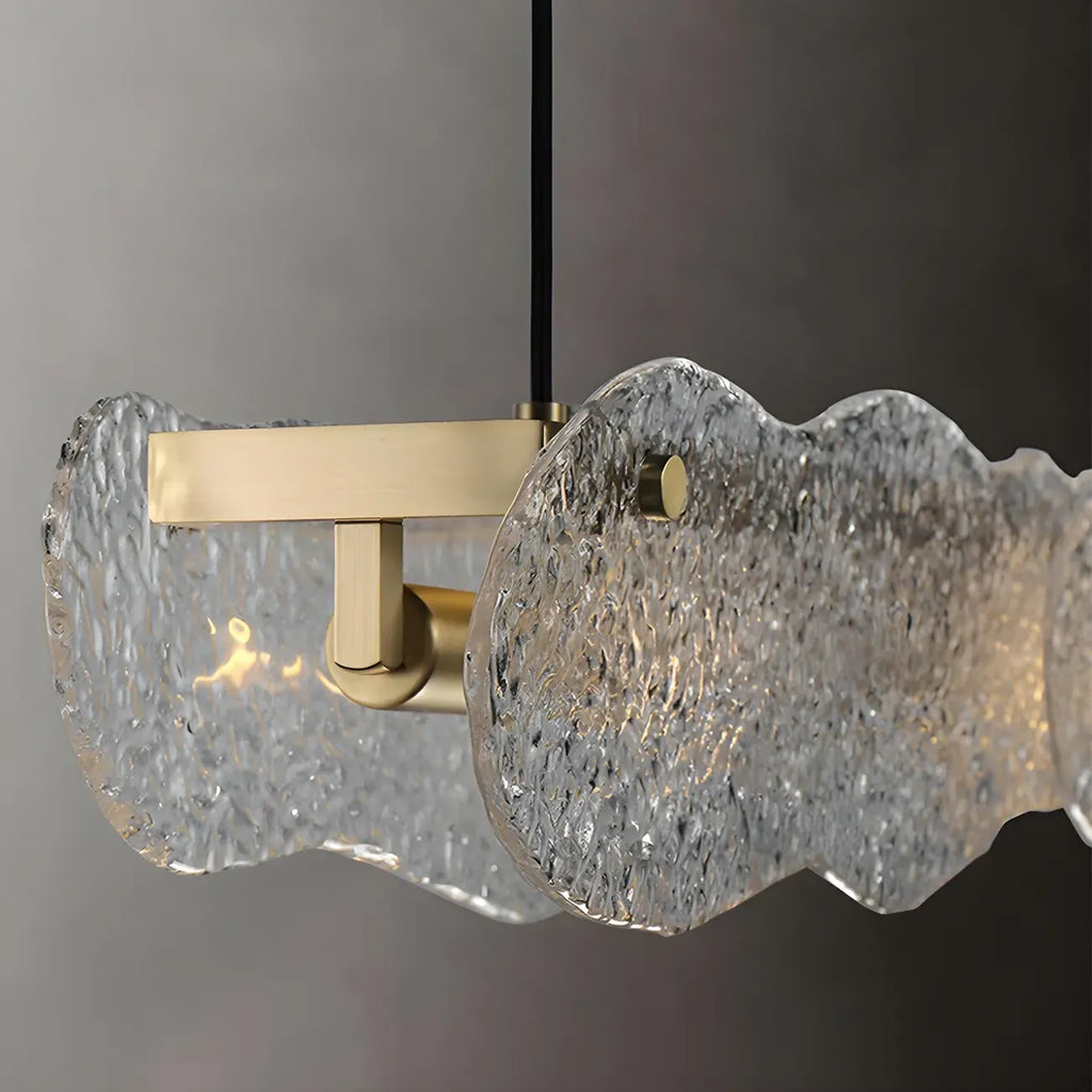 Adjustable Gold Glass Linear Pendant Light for Kitchens