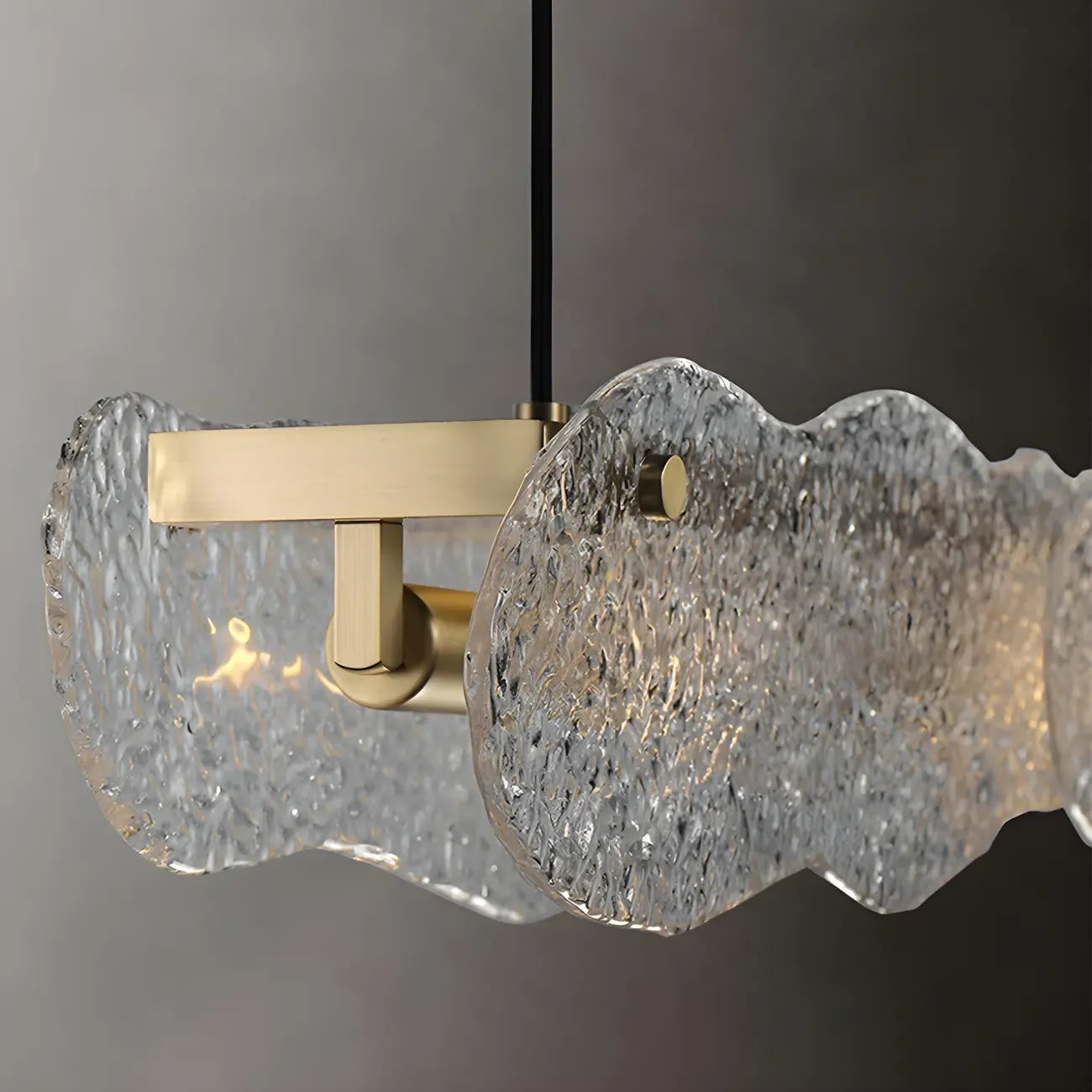 Adjustable Gold Glass Linear Pendant Light for Kitchens