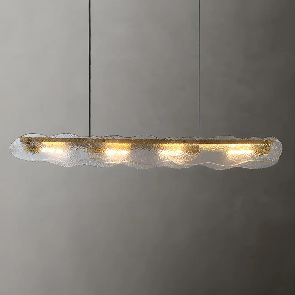 Adjustable Gold Glass Linear Pendant Light for Kitchens