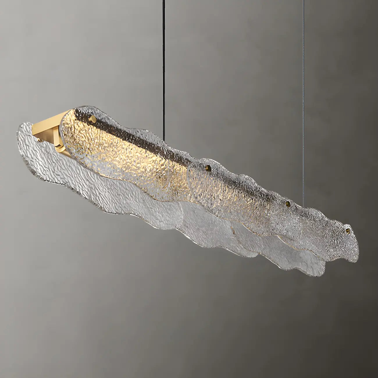 Adjustable Gold Glass Linear Pendant Light for Kitchens