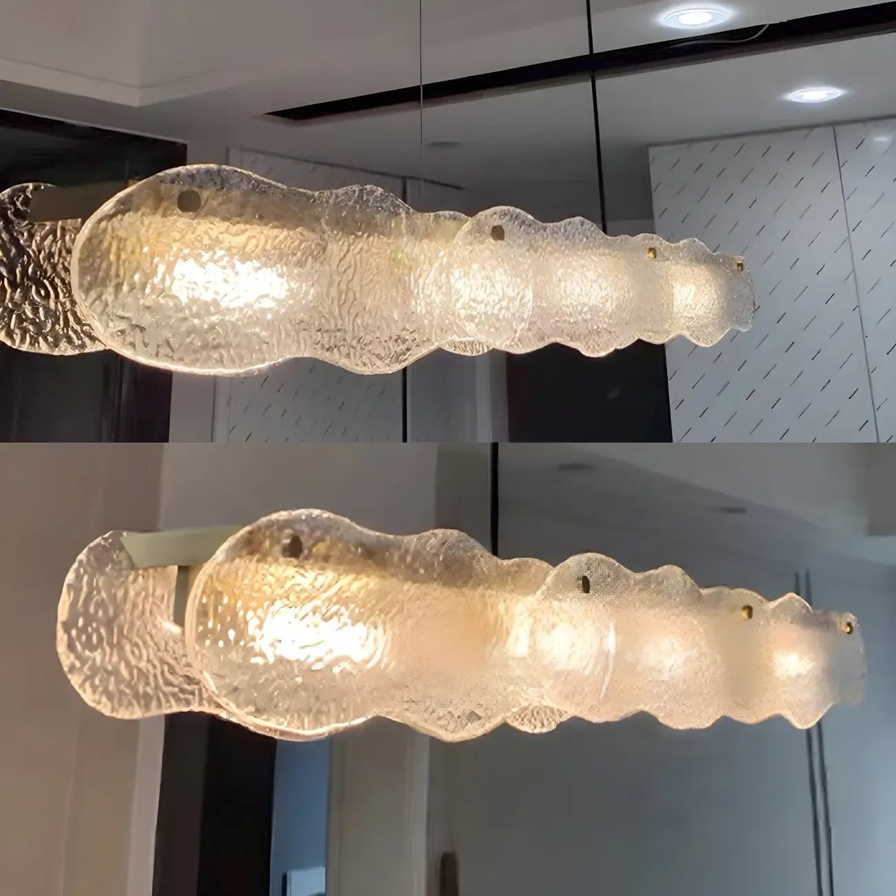 Adjustable Gold Glass Linear Pendant Light for Kitchens