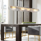 Adjustable Gold Glass Linear Pendant Light for Kitchens